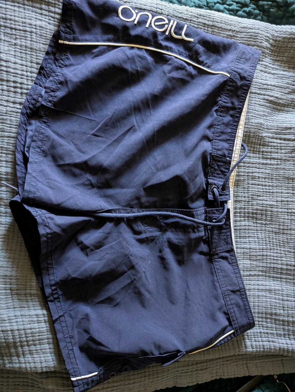 O'Neill Navy Swim Shorts with White Waistband and Logo - Picture 6 of 6